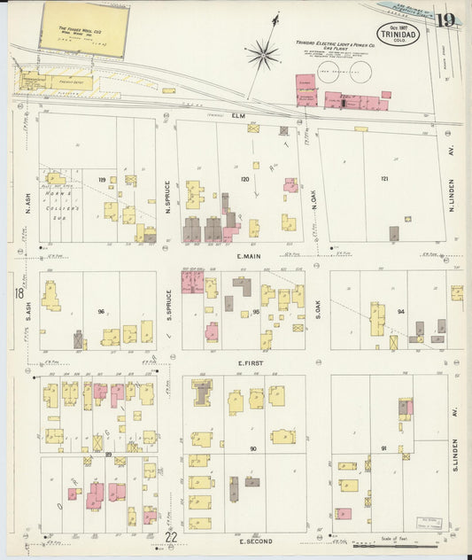 Sanborn Fire Insurance Map from Trinidad, Las Animas County, Colorado (1907), Sheet #0019 - Historic Sanborn Fire Insurance Map Print, vintage old map wall art, antique decor, genealogy gift, Colorado Colorado map