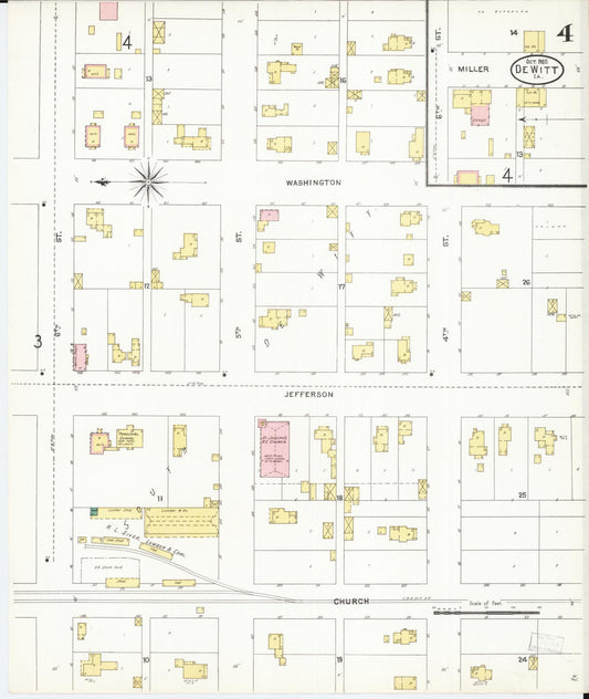 Sanborn Fire Insurance Map from De Witt, Clinton County, Iowa (1905), Sheet #0004 - Historic Sanborn Fire Insurance Map Print, vintage old map wall art