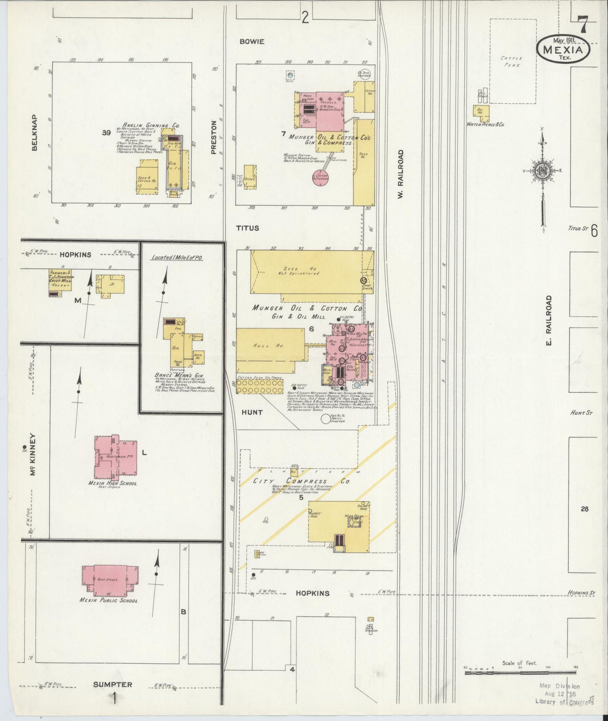 Sanborn Fire Insurance Map from Mexia, Limestone County, Texas (1911), Sheet #0007 - Complete Map Set gallery image, historic Sanborn map, vintage wall art, Texas Texas