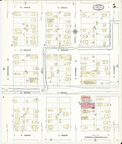 Sanborn Fire Insurance Map from Iola, Allen County, Kansas (1912), Sheet #0005 - Complete Map Set gallery image, historic Sanborn map, vintage wall art, Kansas Kansas