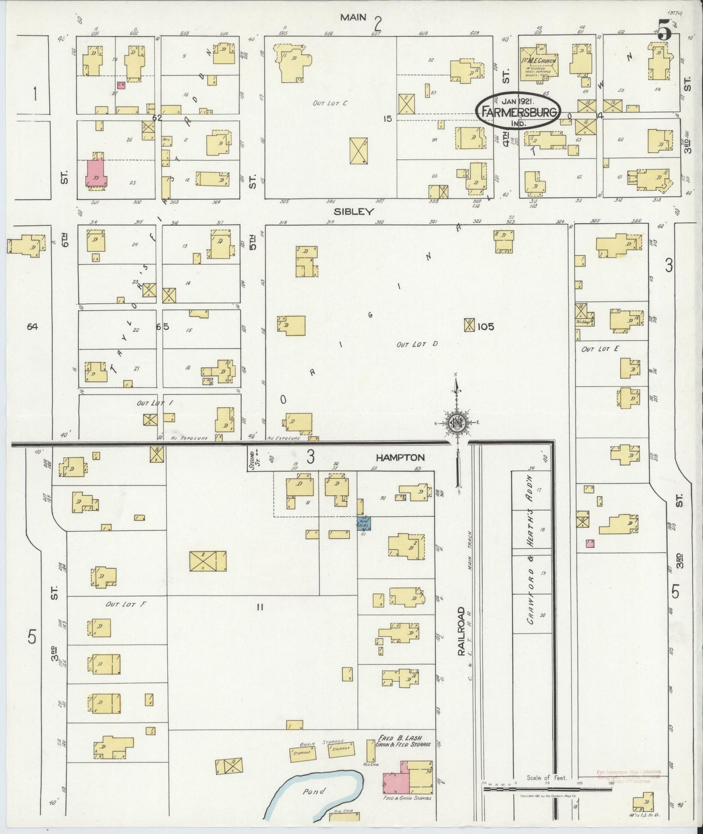 Sanborn Fire Insurance Map from Farmersburg, Sullivan County, Indiana (1921), Sheet #0005 - Complete Map Set gallery image, historic Sanborn map, vintage wall art, Indiana Indiana
