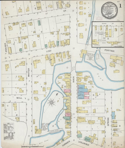 Sanborn Fire Insurance Map from Lodi, Columbia County, Wisconsin (1892), Sheet #0001 - Historic Sanborn Fire Insurance Map Print, vintage old map wall art, antique decor, genealogy gift, Wisconsin Wisconsin map