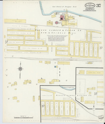 Sanborn Fire Insurance Map from Escanaba, Delta County, Michigan (1913), Sheet #0037 - Complete Map Set gallery image, historic Sanborn map, vintage wall art, Michigan Michigan