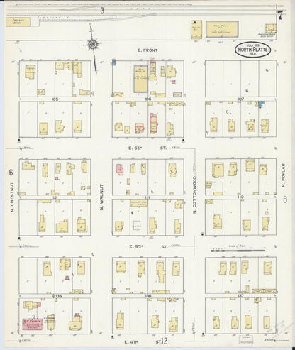 Sanborn Fire Insurance Map from North Platte, Lincoln County, Nebraska (1915), Sheet #0007 - Complete Map Set gallery image, historic Sanborn map, vintage wall art, Nebraska Nebraska