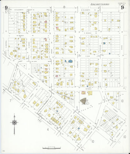 Sanborn Fire Insurance Map from Pierre, Hughes County, South Dakota (1941), Sheet #0009 - Complete Map Set gallery image, historic Sanborn map, vintage wall art, South Dakota South Dakota
