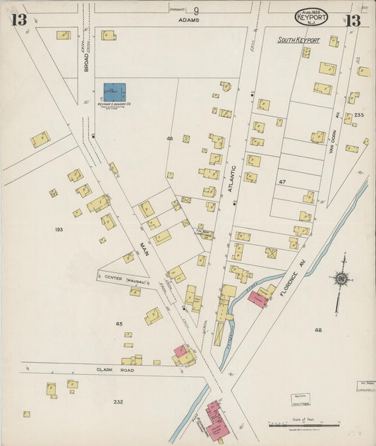Sanborn Fire Insurance Map from Keyport, Monmouth County, New Jersey (1923), Sheet #0013 - Historic Sanborn Fire Insurance Map Print, vintage old map wall art, antique decor, genealogy gift, New Jersey New Jersey map