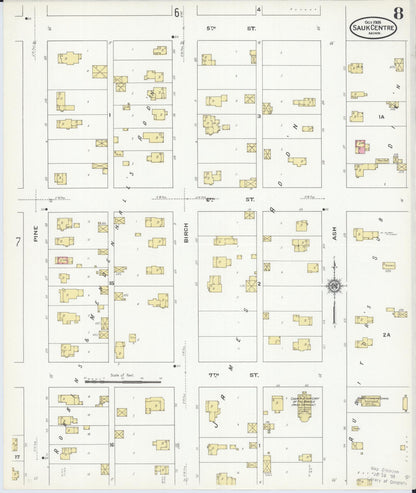 Sanborn Fire Insurance Map from Sauk Centre, Stearns County, Minnesota (1909), Sheet #0008 - Historic Sanborn Fire Insurance Map Print, vintage old map wall art, antique decor, genealogy gift, Minnesota Minnesota map