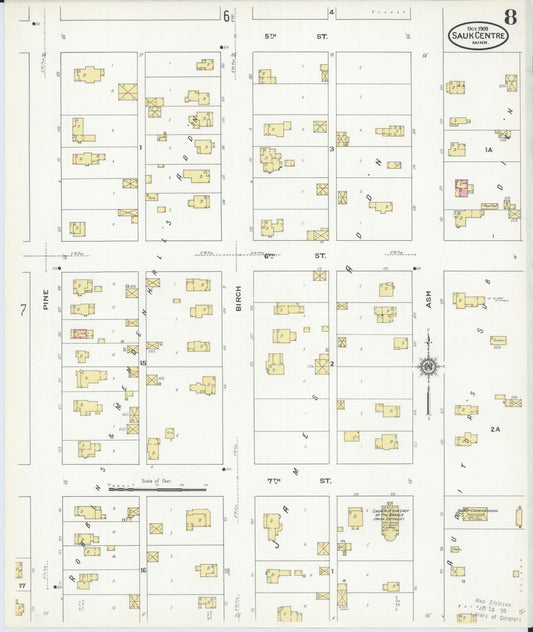 Sanborn Fire Insurance Map from Sauk Centre, Stearns County, Minnesota (1909), Sheet #0008 - Historic Sanborn Fire Insurance Map Print, vintage old map wall art, antique decor, genealogy gift, Minnesota Minnesota map