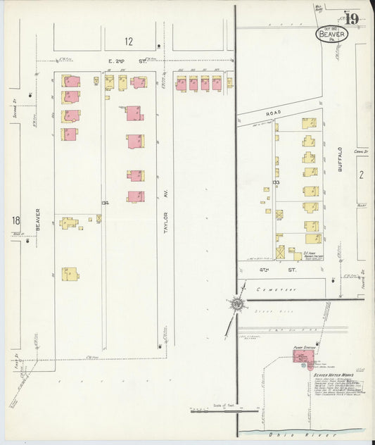 Sanborn Fire Insurance Map from Beaver, Beaver County, Pennsylvania (1912), Sheet #0019 - Historic Sanborn Fire Insurance Map Print, vintage old map wall art, antique decor, genealogy gift, Pennsylvania Pennsylvania map