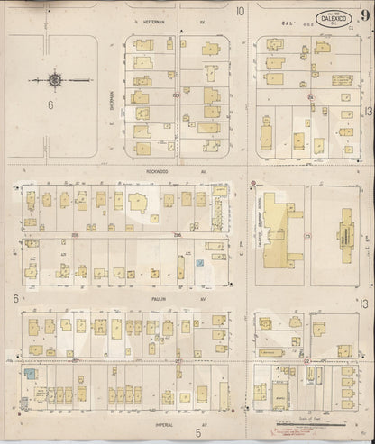 Sanborn Fire Insurance Map from Calexico, Imperial County, California (1949), Sheet #0009 - Historic Sanborn Fire Insurance Map Print, vintage old map wall art, antique decor, genealogy gift, California California map