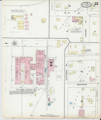 Sanborn Fire Insurance Map from Dixon, Lee County, Illinois (1891), Sheet #0013 - Complete Map Set gallery image, historic Sanborn map, vintage wall art, Illinois Illinois