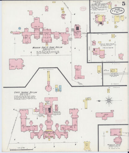 Sanborn Fire Insurance Map from Fulton, Callaway County, Missouri (1895), Sheet #0005 - Complete Map Set gallery image, historic Sanborn map, vintage wall art, Missouri Missouri