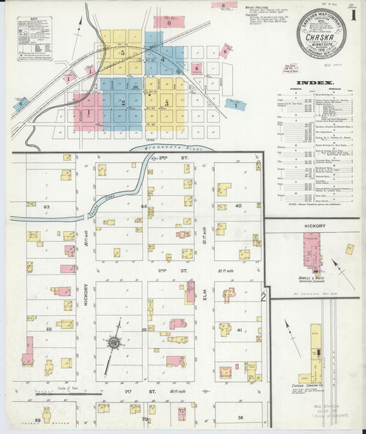 Sanborn Fire Insurance Map from Chaska, Carver County, Minnesota (1910), Sheet #0001 - Complete Map Set gallery image, historic Sanborn map, vintage wall art, Minnesota Minnesota