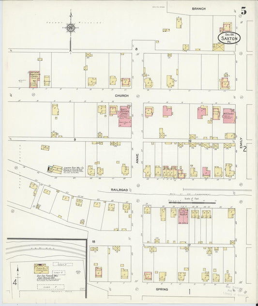Sanborn Fire Insurance Map from Saxton, Bedford County, Pennsylvania (1911), Sheet #0005 - Historic Sanborn Fire Insurance Map Print, vintage old map wall art, antique decor, genealogy gift, Pennsylvania Pennsylvania map
