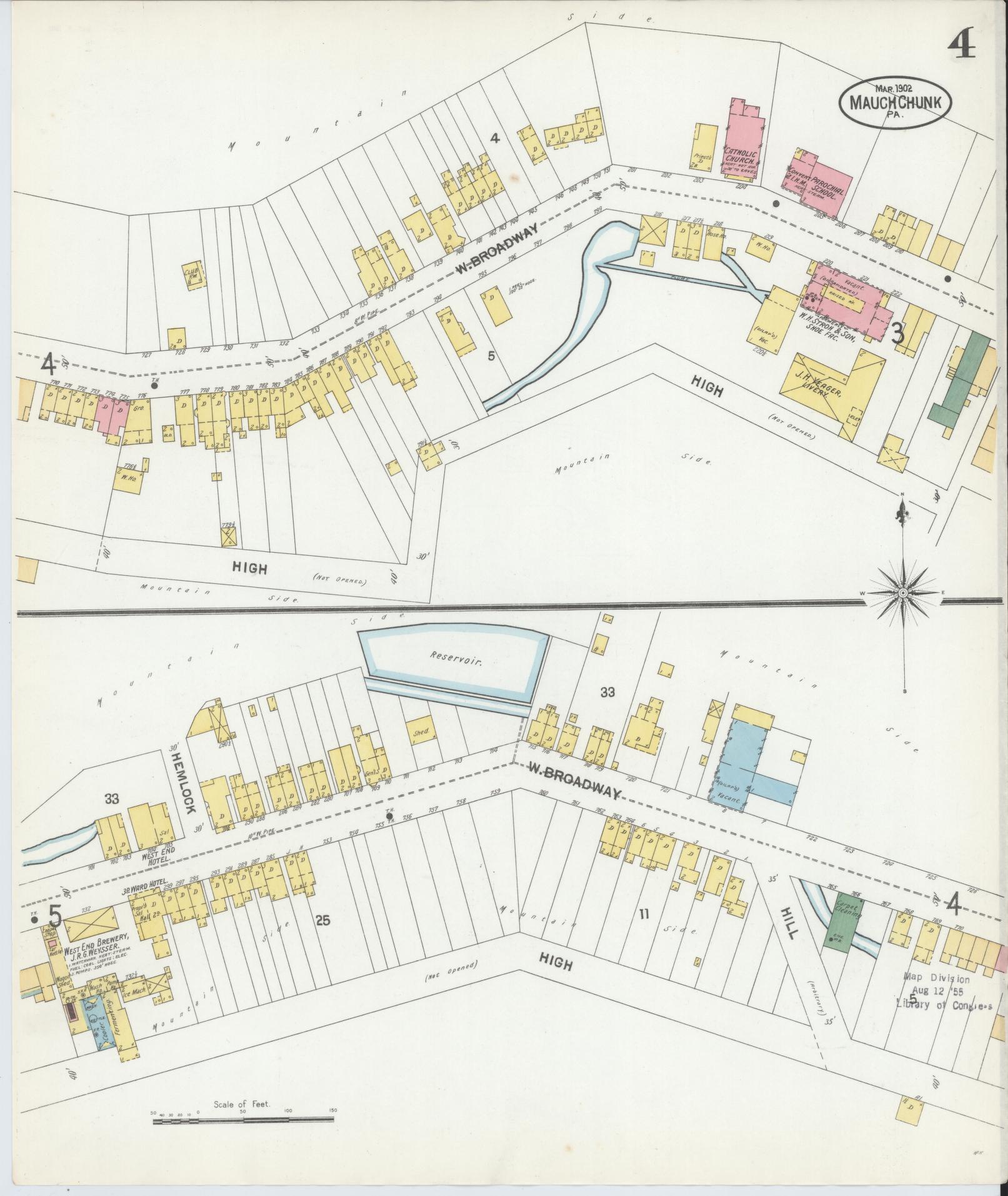 Sanborn Fire Insurance Map from Mauch Chunk, Carbon County, Pennsylvania (1902), Sheet #0004 - Complete Map Set gallery image, historic Sanborn map, vintage wall art, Pennsylvania Pennsylvania