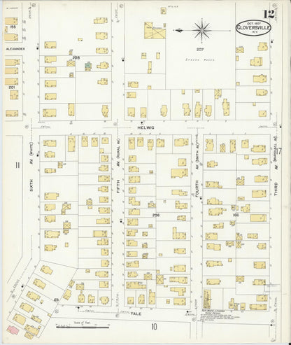 Sanborn Fire Insurance Map from Gloversville, Fulton County, New York (1907), Sheet #0012 - Complete Map Set gallery image, historic Sanborn map, vintage wall art, New York New York