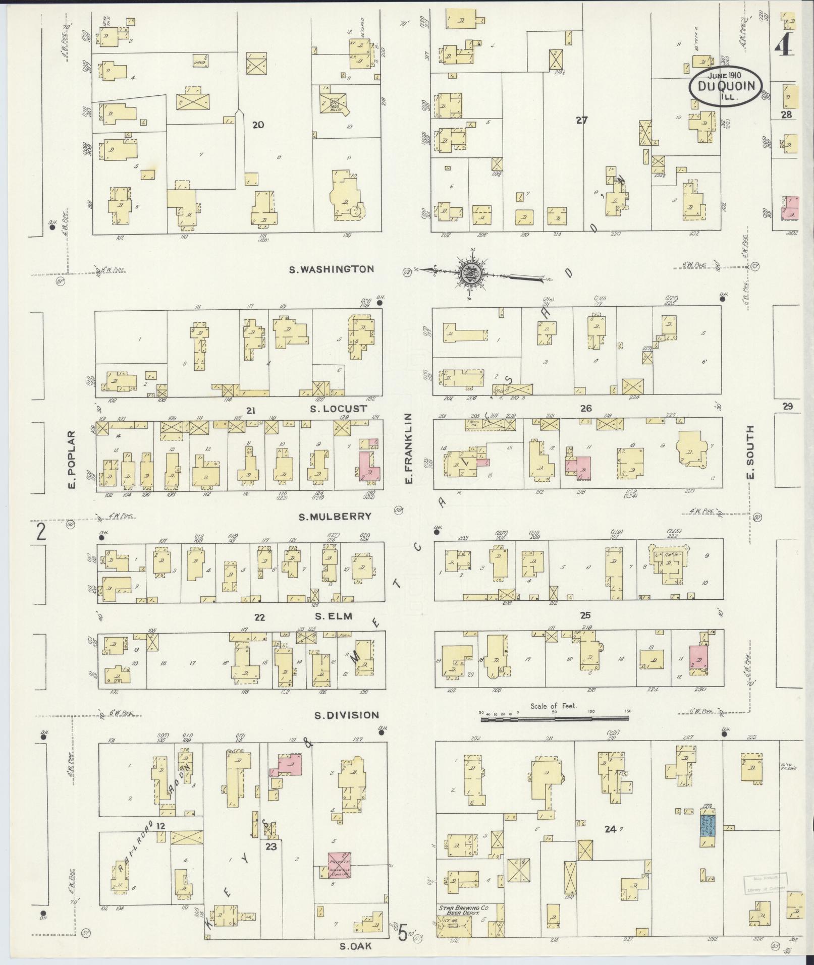 Sanborn Fire Insurance Map from Du Quoin, Perry County, Illinois (1910), Sheet #0004 - Complete Map Set gallery image, historic Sanborn map, vintage wall art, Illinois Illinois