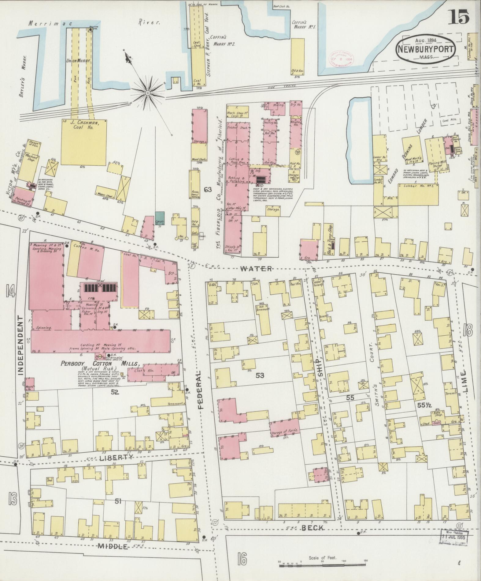 Sanborn Fire Insurance Map from Newburyport, Essex County, Massachusetts (1894), Sheet #0015 - Complete Map Set gallery image, historic Sanborn map, vintage wall art, Massachusetts Massachusetts
