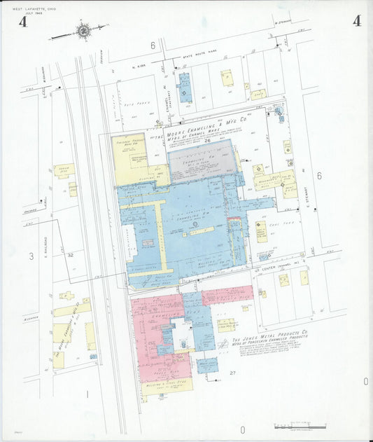 Sanborn Fire Insurance Map from West Lafayette, Coshocton County, Ohio (1946), Sheet #0004 - Historic Sanborn Fire Insurance Map Print, vintage old map wall art, antique decor, genealogy gift, Ohio Ohio map