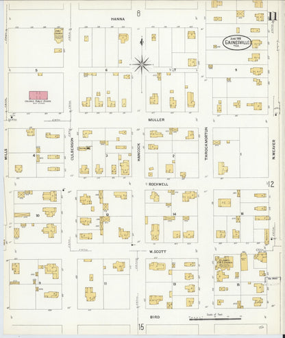 Sanborn Fire Insurance Map from Gainesville, Cooke County, Texas (1908), Sheet #0011 - Historic Sanborn Fire Insurance Map Print, vintage old map wall art, antique decor, genealogy gift, Texas Texas map