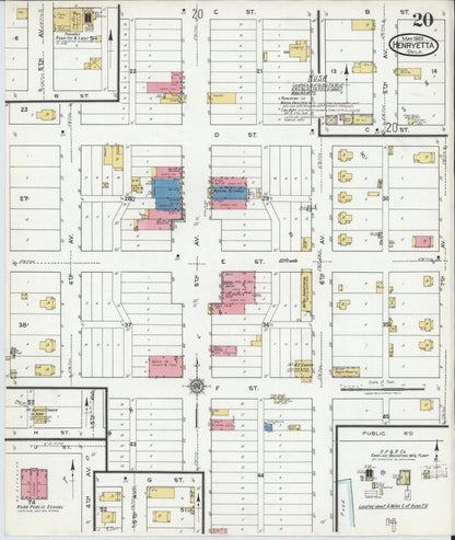 Sanborn Fire Insurance Map from Henryetta, Okmulgee County, Oklahoma (1920), Sheet #0020 - Complete Map Set gallery image, historic Sanborn map, vintage wall art, Oklahoma Oklahoma