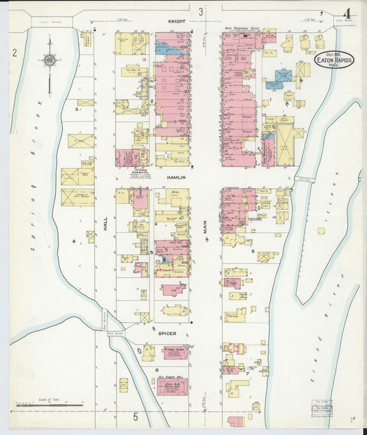 Sanborn Fire Insurance Map from Eaton Rapids, Eaton County, Michigan (1911), Sheet #0004 - Historic Sanborn Fire Insurance Map Print, vintage old map wall art, antique decor, genealogy gift, Michigan Michigan map