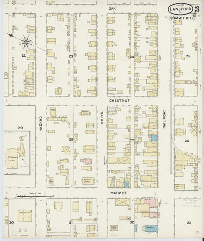Sanborn Fire Insurance Map from Lansford, Carbon County, Pennsylvania (1891), Sheet #0003 - Historic Sanborn Fire Insurance Map Print, vintage old map wall art, antique decor, genealogy gift, Pennsylvania Pennsylvania map