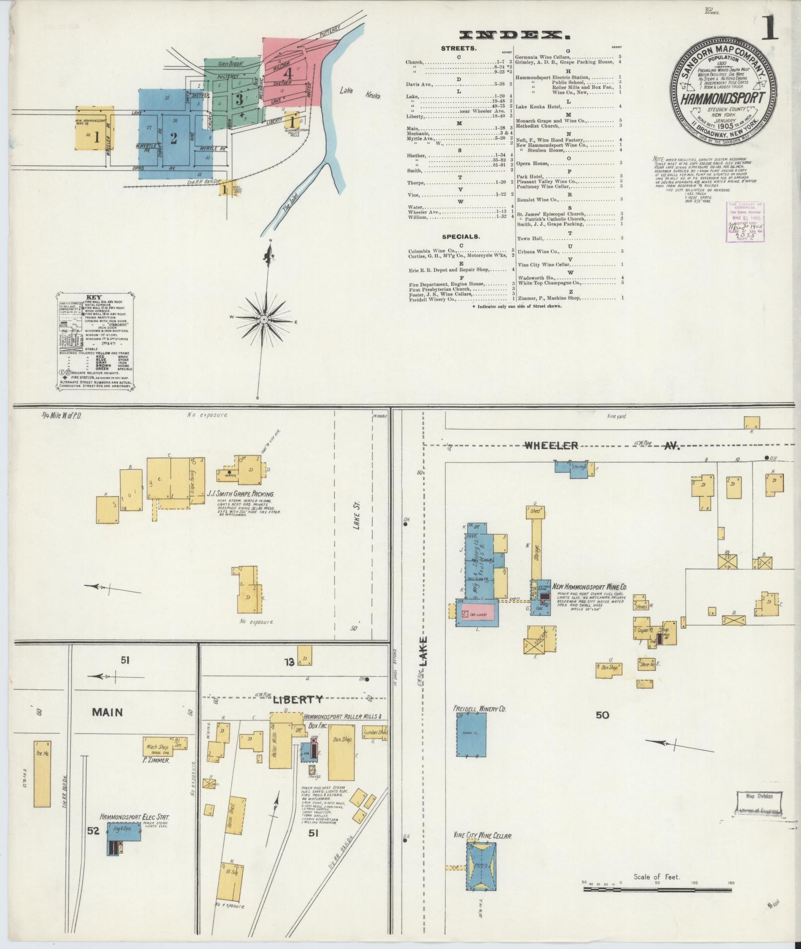 Sanborn Fire Insurance Map from Hammondsport, Steuben County, New York. (1905) – Historic Sanborn Fire Insurance Map Print