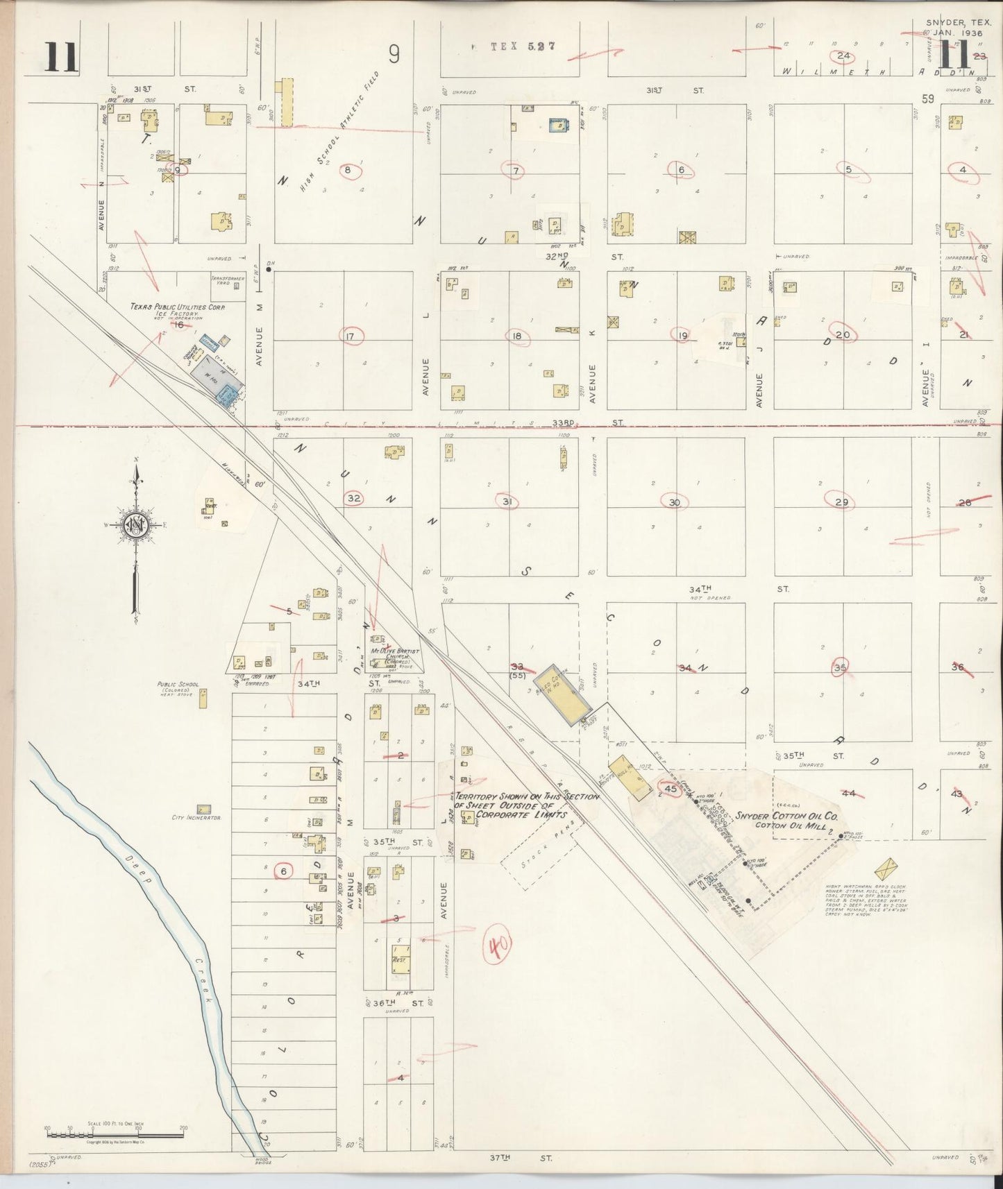 Sanborn Fire Insurance Map from Snyder, Scurry County, Texas (1942), Sheet #0011 - Complete Map Set gallery image, historic Sanborn map, vintage wall art, Texas Texas