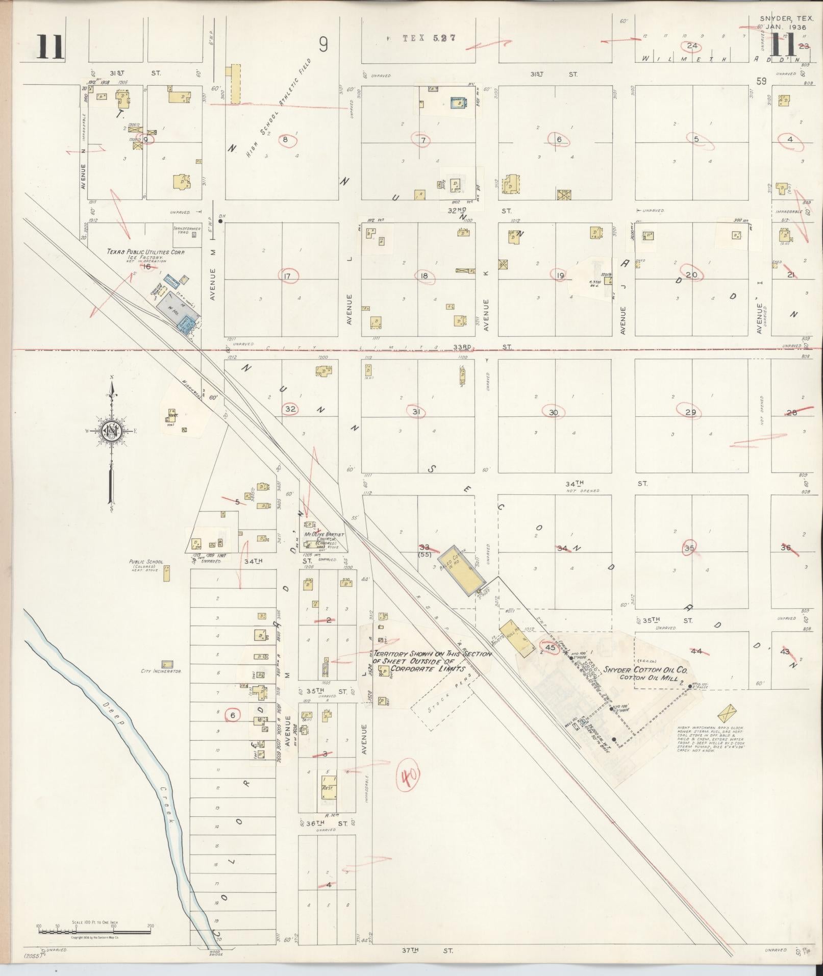 Sanborn Fire Insurance Map from Snyder, Scurry County, Texas (1942), Sheet #0011 - Complete Map Set gallery image, historic Sanborn map, vintage wall art, Texas Texas