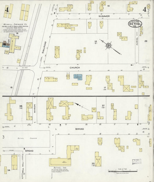 Sanborn Fire Insurance Map from Bethel, Oxford County, Maine (1924), Sheet #0004 - Historic Sanborn Fire Insurance Map Print, vintage old map wall art, antique decor, genealogy gift, Maine Maine map