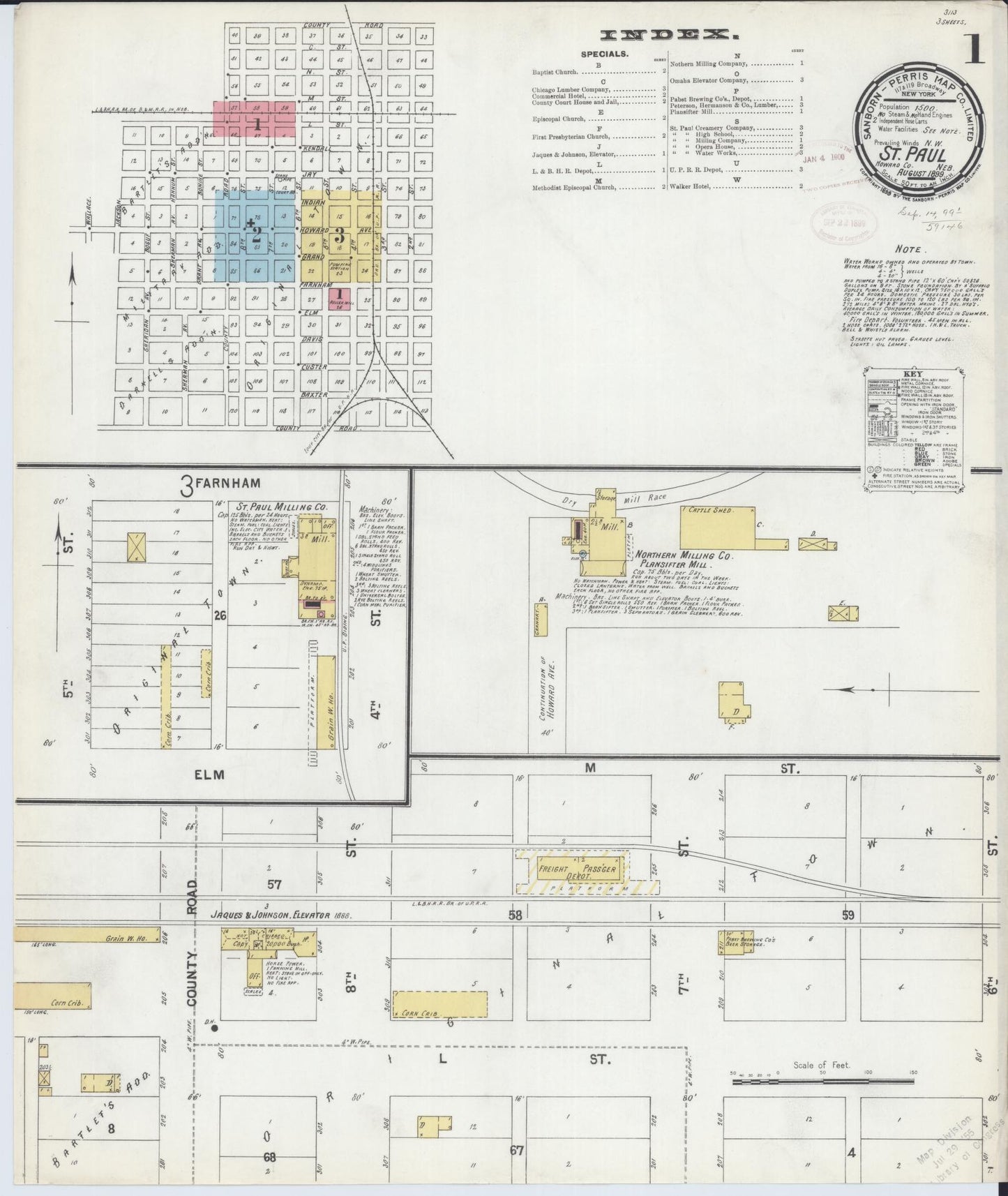 Sanborn Fire Insurance Map from Saint Paul, Howard County, Nebraska (1899), Sheet #0001 - Complete Map Set gallery image, historic Sanborn map, vintage wall art, Nebraska Nebraska