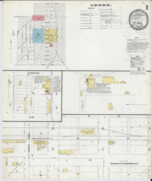 Sanborn Fire Insurance Map from Saint Paul, Howard County, Nebraska (1899), Sheet #0001 - Complete Map Set gallery image, historic Sanborn map, vintage wall art, Nebraska Nebraska