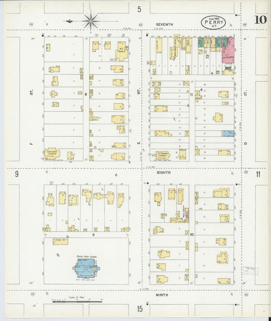 Sanborn Fire Insurance Map from Perry, Noble County, Oklahoma (1903), Sheet #0010 - Historic Sanborn Fire Insurance Map Print, vintage old map wall art, antique decor, genealogy gift, Oklahoma Oklahoma map