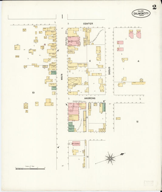 Sanborn Fire Insurance Map from Salmon City, Lemhi County, Idaho (1901), Sheet #0002 - Historic Sanborn Fire Insurance Map Print, vintage old map wall art, antique decor, genealogy gift, Idaho Idaho map