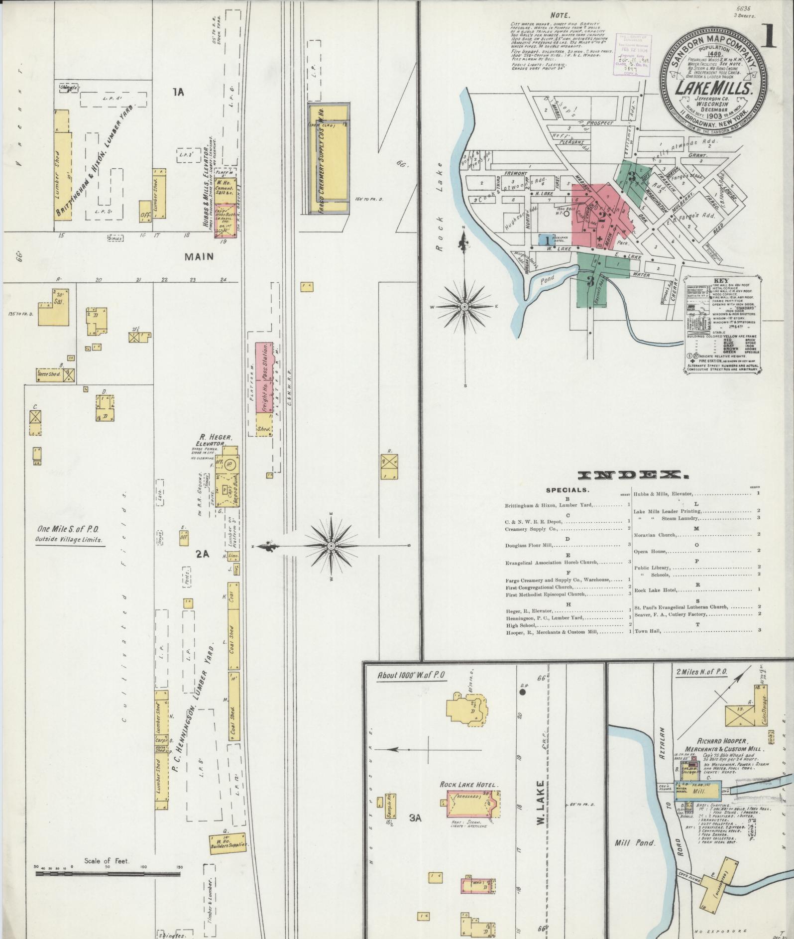Sanborn Fire Insurance Map from Lake Mills, Jefferson County, Wisconsin (1903), Sheet #0001 - Complete Map Set gallery image, historic Sanborn map, vintage wall art, Wisconsin Wisconsin
