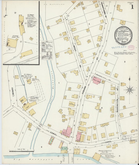 Sanborn Fire Insurance Map from Meshoppen, Wyoming County, Pennsylvania (1897), Sheet #0001 - Complete Map Set gallery image, historic Sanborn map, vintage wall art, Pennsylvania Pennsylvania