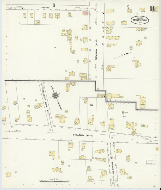 Sanborn Fire Insurance Map from Monticello, Sullivan County, New York (1911), Sheet #0011 - Historic Sanborn Fire Insurance Map Print, vintage old map wall art, antique decor, genealogy gift, New York New York map