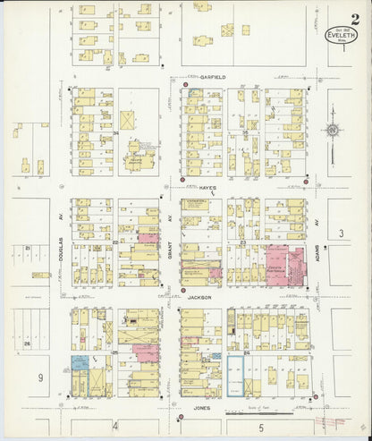 Sanborn Fire Insurance Map from Eveleth, Saint Louis County, Minnesota (1912), Sheet #0002 - Historic Sanborn Fire Insurance Map Print, vintage old map wall art, antique decor, genealogy gift, Minnesota Minnesota map