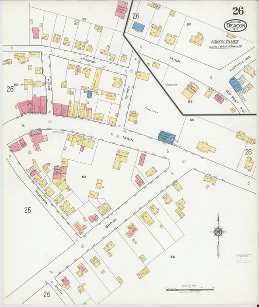 Sanborn Fire Insurance Map from Beacon, Dutchess County, New York (1919), Sheet #0026 - Historic Sanborn Fire Insurance Map Print, vintage old map wall art, antique decor, genealogy gift, New York New York map
