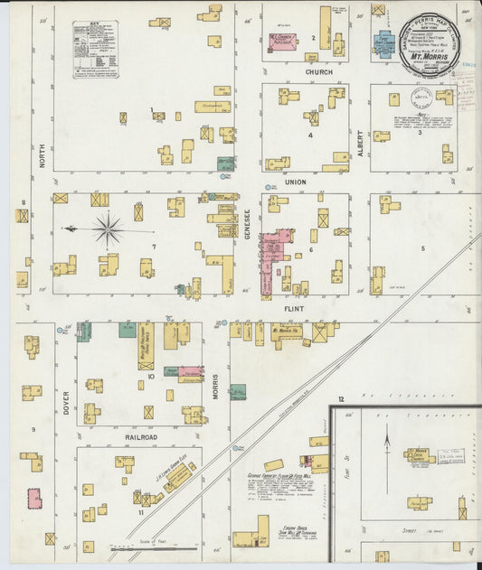 Sanborn Fire Insurance Map from Mount Morris, Genesee County, Michigan (1900), Sheet #0001 - Historic Sanborn Fire Insurance Map Print, vintage old map wall art, antique decor, genealogy gift, Michigan Michigan map