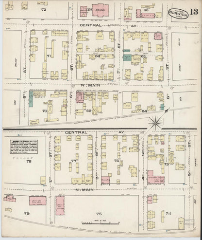 Sanborn Fire Insurance Map from Norwich, New London County, Connecticut (1885), Sheet #0013 - Complete Map Set gallery image, historic Sanborn map, vintage wall art, Connecticut Connecticut