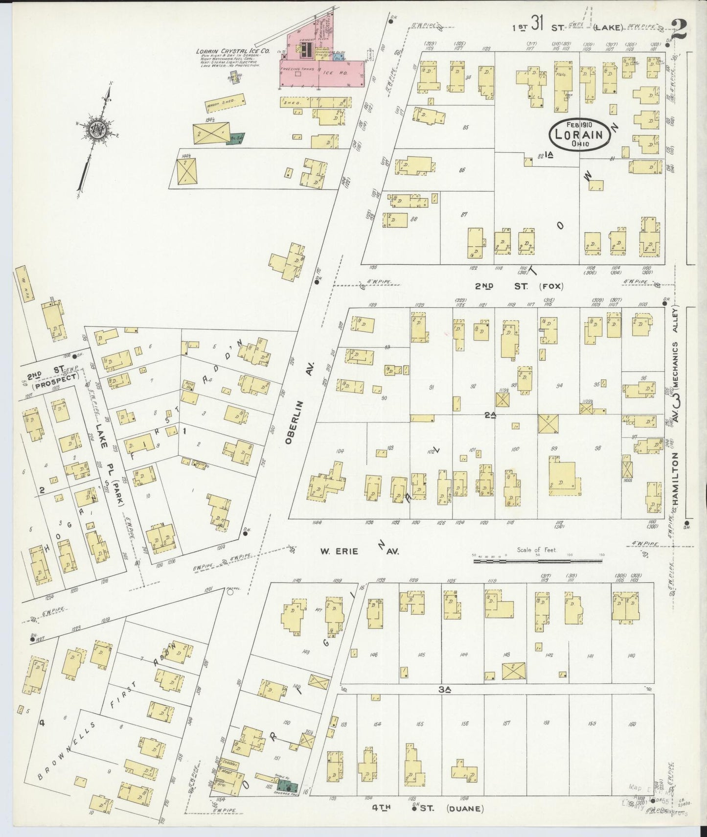 Sanborn Fire Insurance Map from Lorain, Lorain County, Ohio (1910), Sheet #0002 - Complete Map Set gallery image, historic Sanborn map, vintage wall art, Ohio Ohio