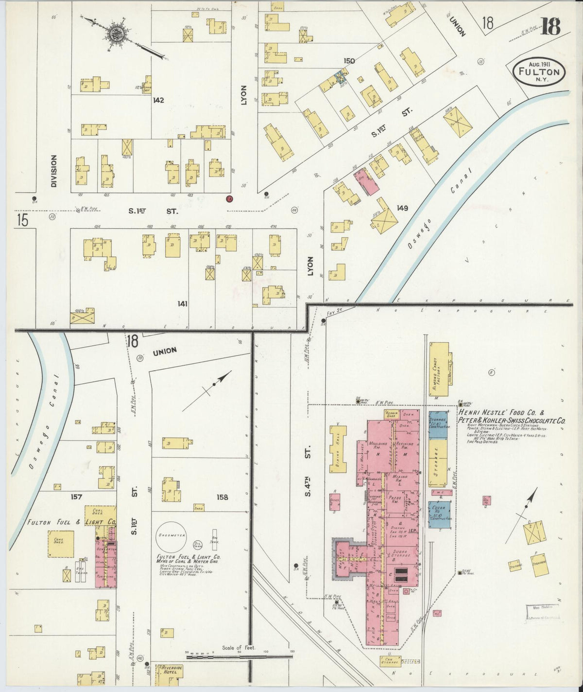 Sanborn Fire Insurance Map from Fulton, Oswego County, New York (1911), Sheet #0018 - Complete Map Set gallery image, historic Sanborn map, vintage wall art, New York New York