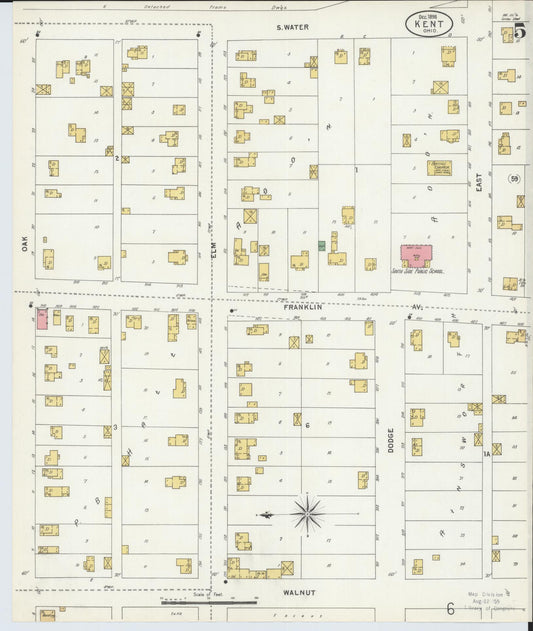 Sanborn Fire Insurance Map from Kent, Portage County, Ohio (1898), Sheet #0005 - Historic Sanborn Fire Insurance Map Print, vintage old map wall art, antique decor, genealogy gift, Ohio Ohio map
