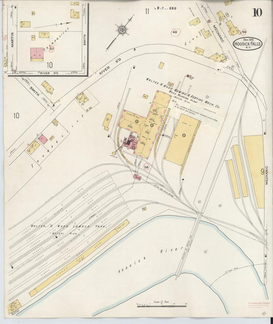 Sanborn Fire Insurance Map from Hoosick Falls, Rensselaer County, New York (1945), Sheet #0010 - Historic Sanborn Fire Insurance Map Print, vintage old map wall art, antique decor, genealogy gift, New York New York map