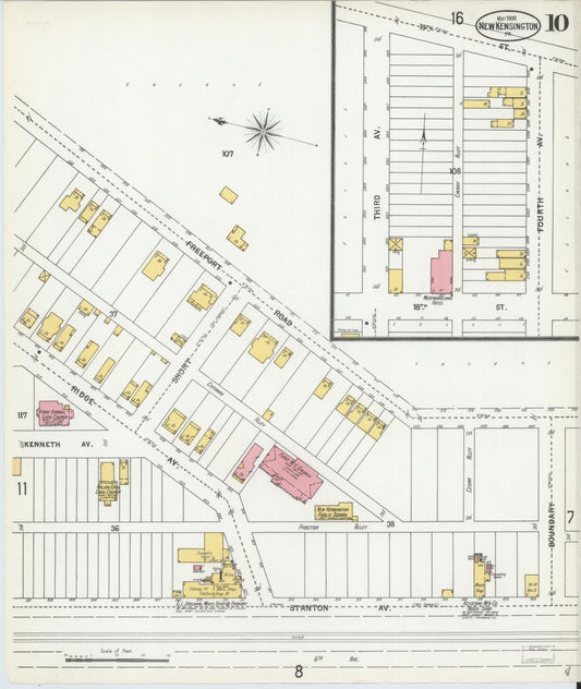 Sanborn Fire Insurance Map from New Kensington, Westmoreland County, Pennsylvania (1900), Sheet #0010 - Historic Sanborn Fire Insurance Map Print, vintage old map wall art, antique decor, genealogy gift, Pennsylvania Pennsylvania map