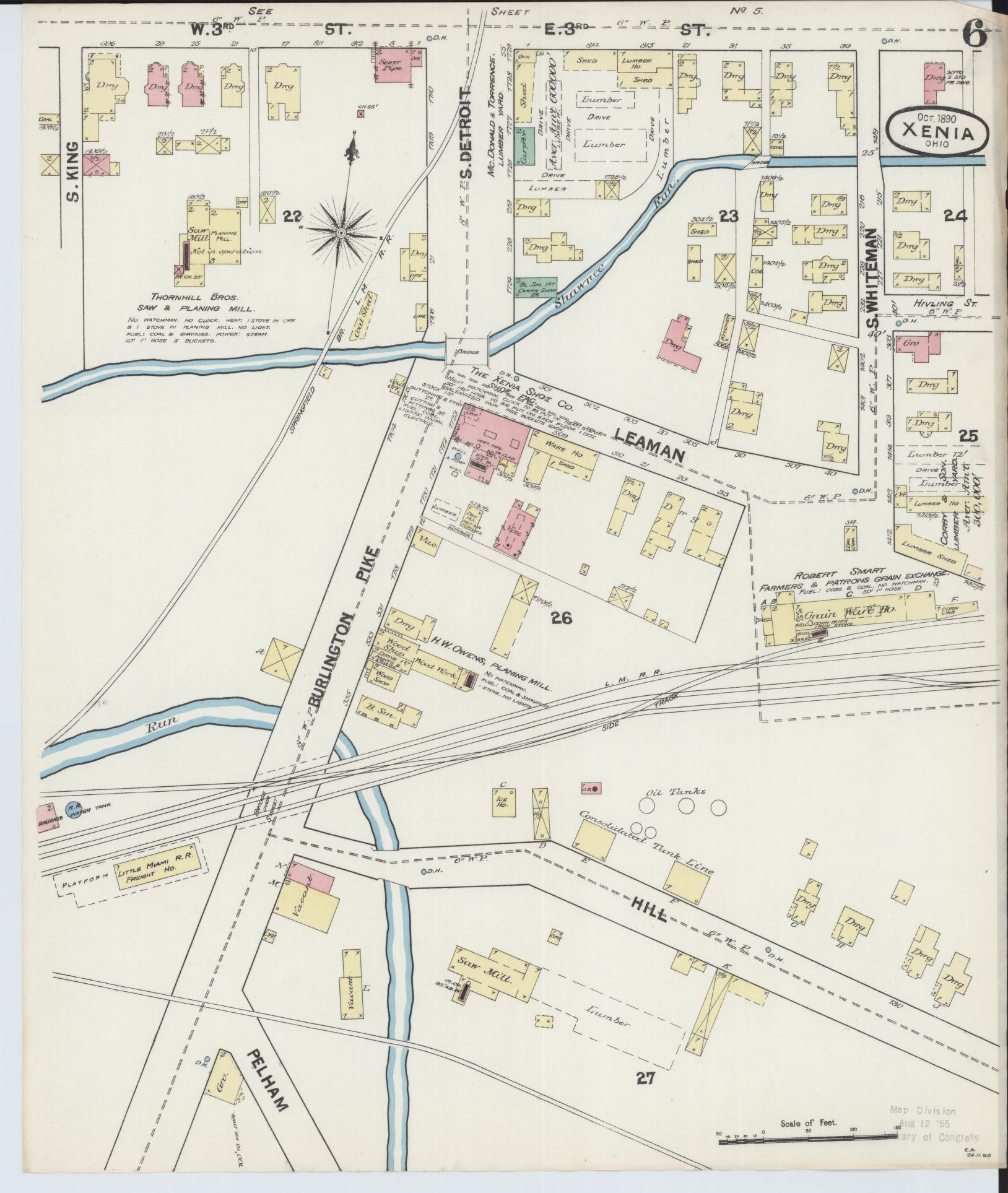 Sanborn Fire Insurance Map from Xenia, Greene County, Ohio (1890), Sheet #0006 - Complete Map Set gallery image, historic Sanborn map, vintage wall art, Ohio Ohio