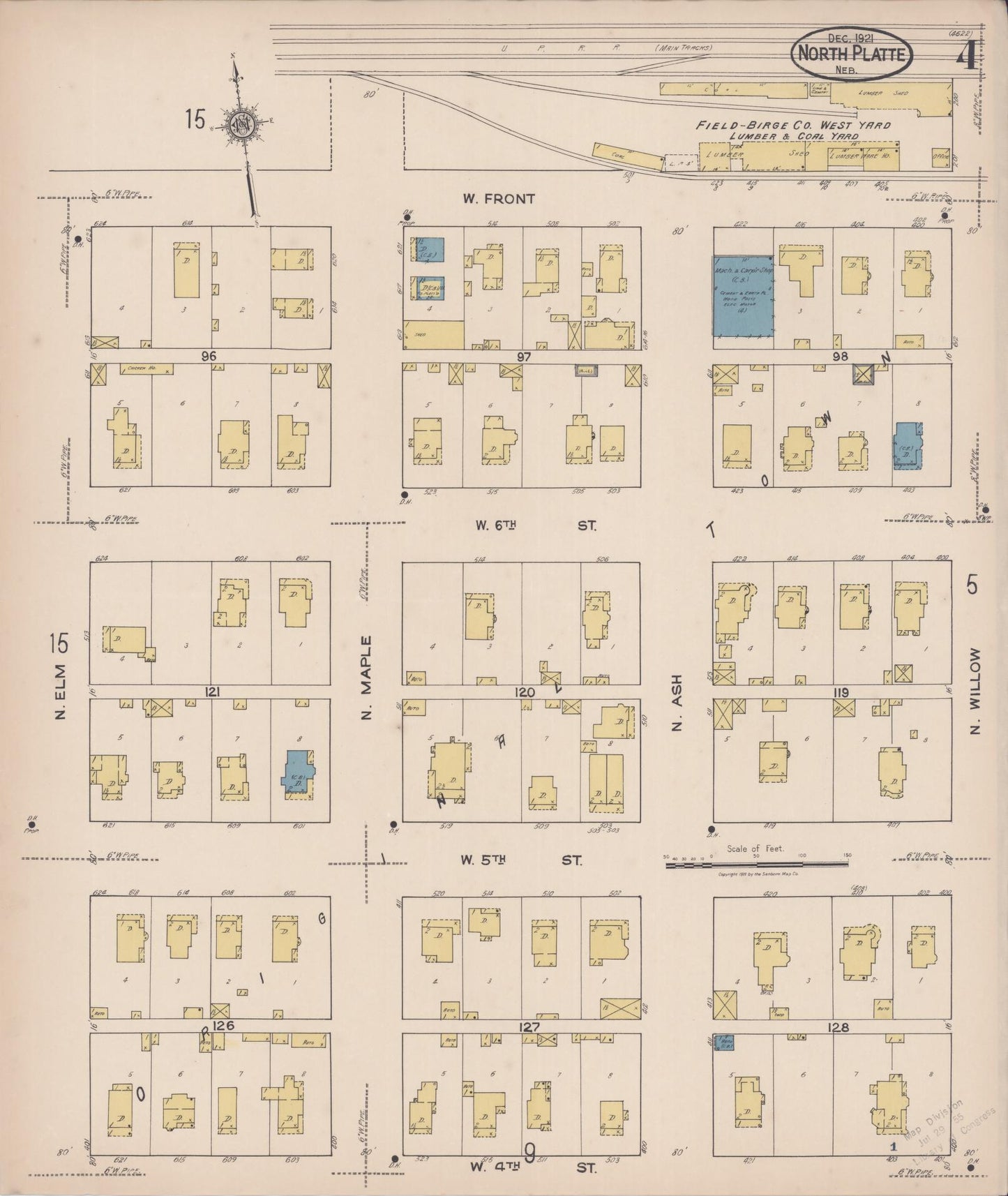 Sanborn Fire Insurance Map from North Platte, Lincoln County, Nebraska (1921), Sheet #0004 - Complete Map Set gallery image, historic Sanborn map, vintage wall art, Nebraska Nebraska
