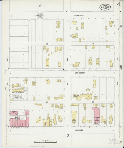 Sanborn Fire Insurance Map from Anoka, Anoka County, Minnesota (1898), Sheet #0004 - Complete Map Set gallery image, historic Sanborn map, vintage wall art, Minnesota Minnesota